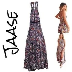 Jaase Backless Floral Maxi Dress - Purple and Pink